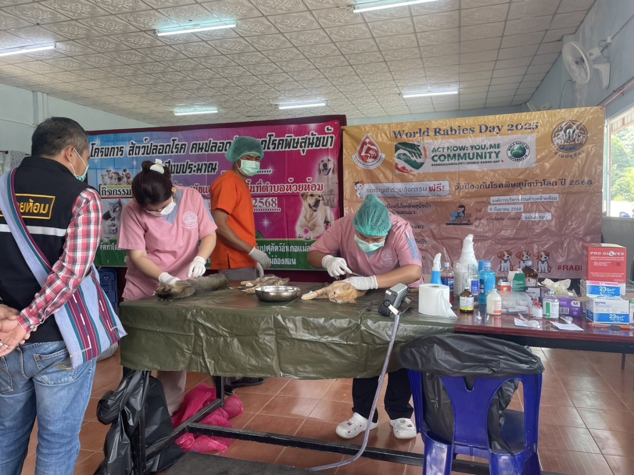 โครงการ สัตว์ปลอดโรค  คนปลอดภัยจากโรคพิษสุนัขบ้า โดยจัดกิจกรรม  ทำหมันสุขและแมว พร้อมบริการฉีดวัคซีนโรคพิษสุนัขบ้าให้ฟรี